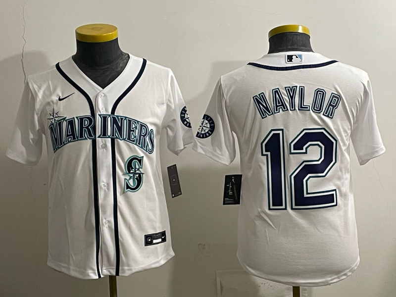 youth 2026 Seattle Mariners #12 Naylor white Nike MLB Jersey 002